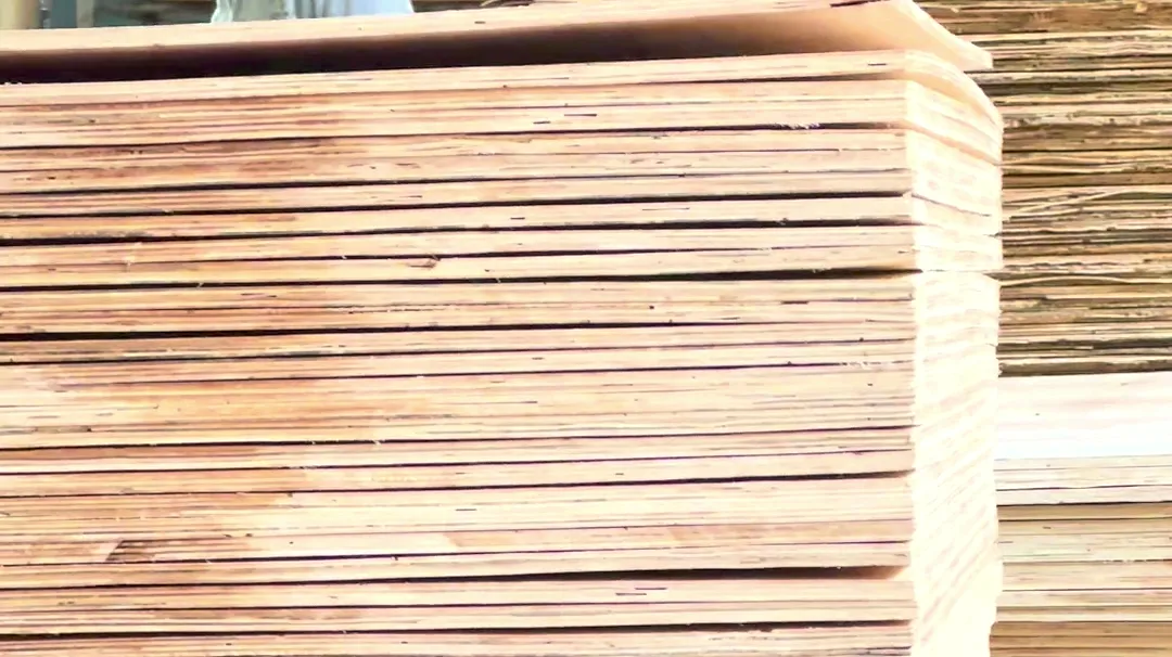 Stacks of finished plywood sheets in the Chalaka factory